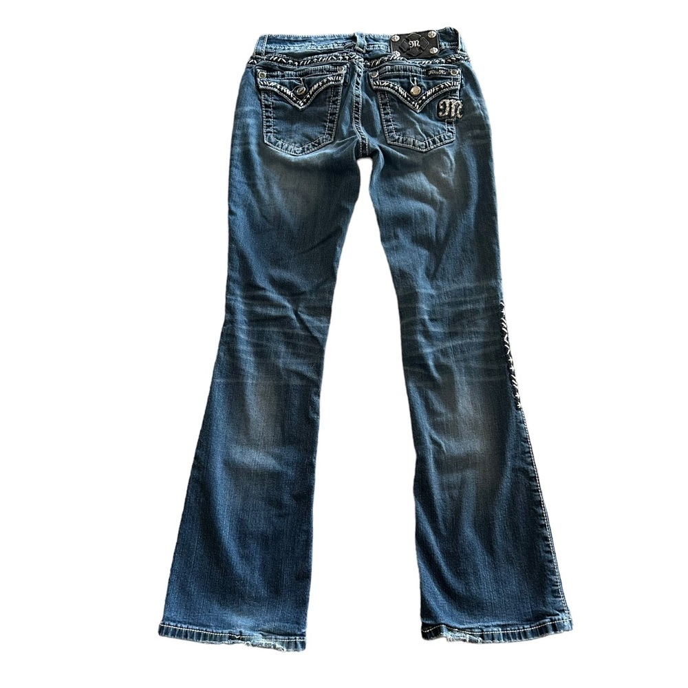 MISS Me Jeans Womens 28 Bootcut Rhinestone Embroidered Stripe Western Country